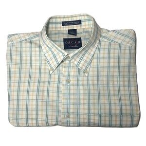 BOGO 50%OFF Oscar by Oscar de la Renta Cotton Plaid Shirt Men’s L Short‎ Sleeve